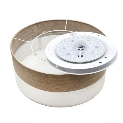 LED-kattovalaisin SIRJA WOOD LED/20W/230V halkaisija 35 cm valkoinen/tammi