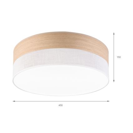 LED-kattovalaisin SIRJA WOOD LED/36W/230V halkaisija 45 cm valkoinen/tammi