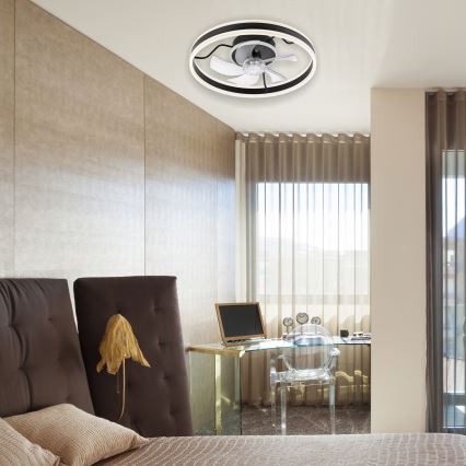 LED himmennettävä kattovalaisin tuulettimella APOLLO LED/38W/230V musta + kaukosäädin