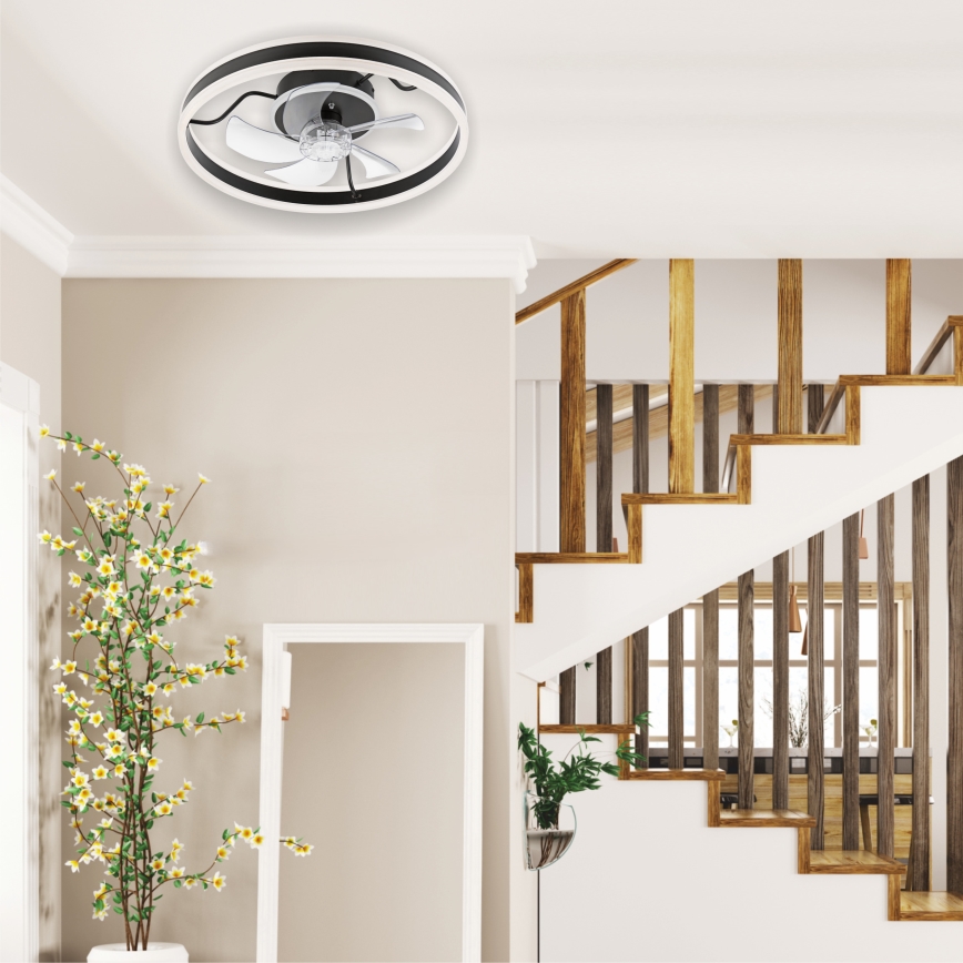 LED himmennettävä kattovalaisin tuulettimella APOLLO LED/38W/230V musta + kaukosäädin