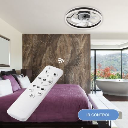 LED himmennettävä kattovalaisin tuulettimella APOLLO LED/38W/230V musta + kaukosäädin