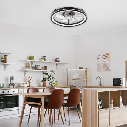 LED himmennettävä kattovalaisin tuulettimella FARGO LED/37W/230V musta + kaukosäädin