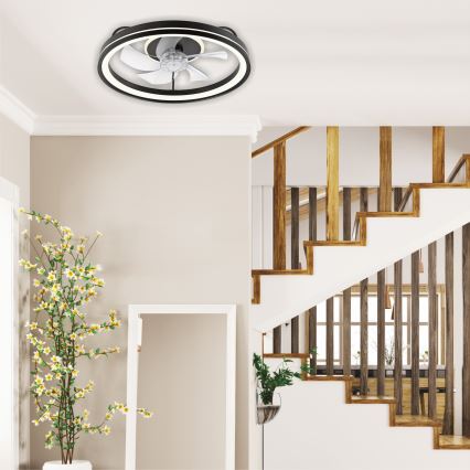 LED himmennettävä kattovalaisin tuulettimella FARGO LED/37W/230V musta + kaukosäädin