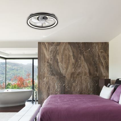 LED himmennettävä kattovalaisin tuulettimella FARGO LED/37W/230V musta + kaukosäädin