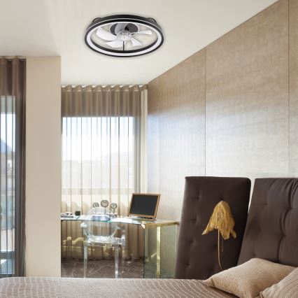 LED himmennettävä kattovalaisin tuulettimella FARGO LED/37W/230V musta + kaukosäädin