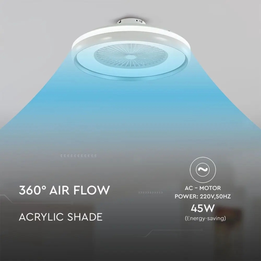 LED-kattovalaisin tuulettimella LED/45W/230V 3000/4000/6500K harmaa + kauko-ohjaus