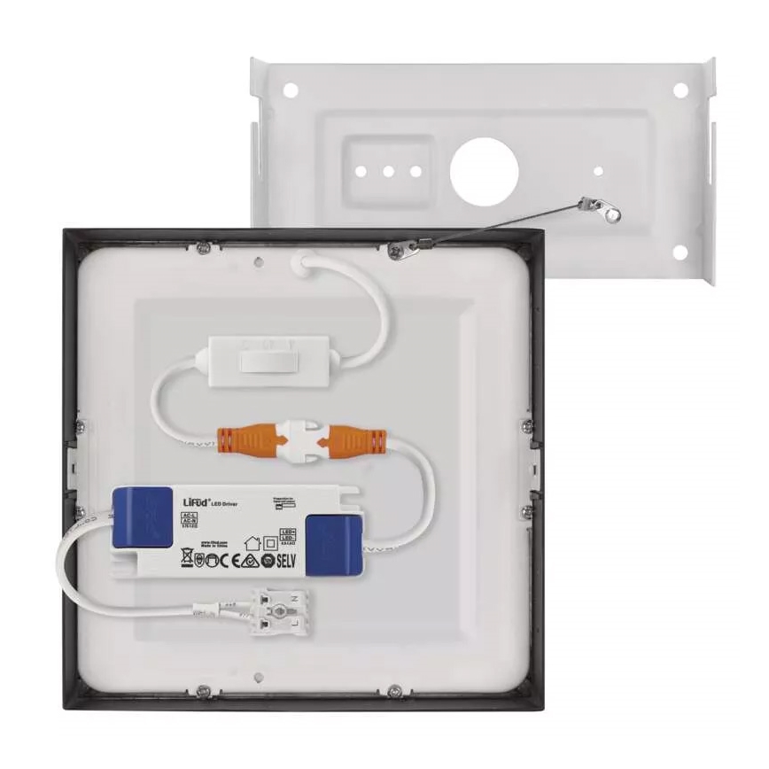 LED Kattovalo NEXXO LED/12,5W/230V 3000/3500/4000K 17x17 cm musta