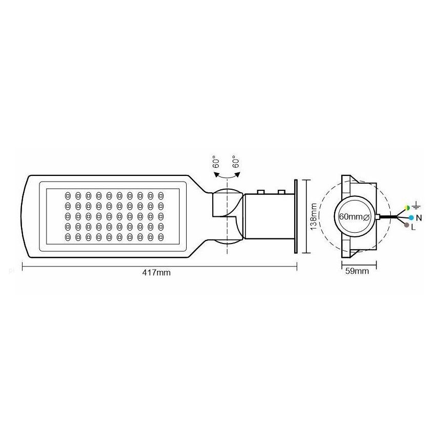 LED Katuvalo anturilla LED/50W/170-400V IP65