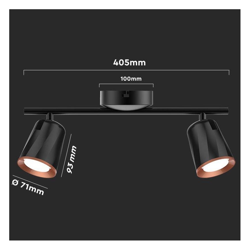 LED-kohdevalaisin 2xLED/5W/230V 4000K musta