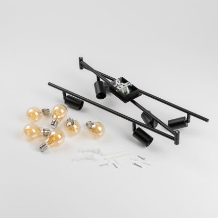 LED-kohdevalaisin 6xE27/6,5W/230V musta