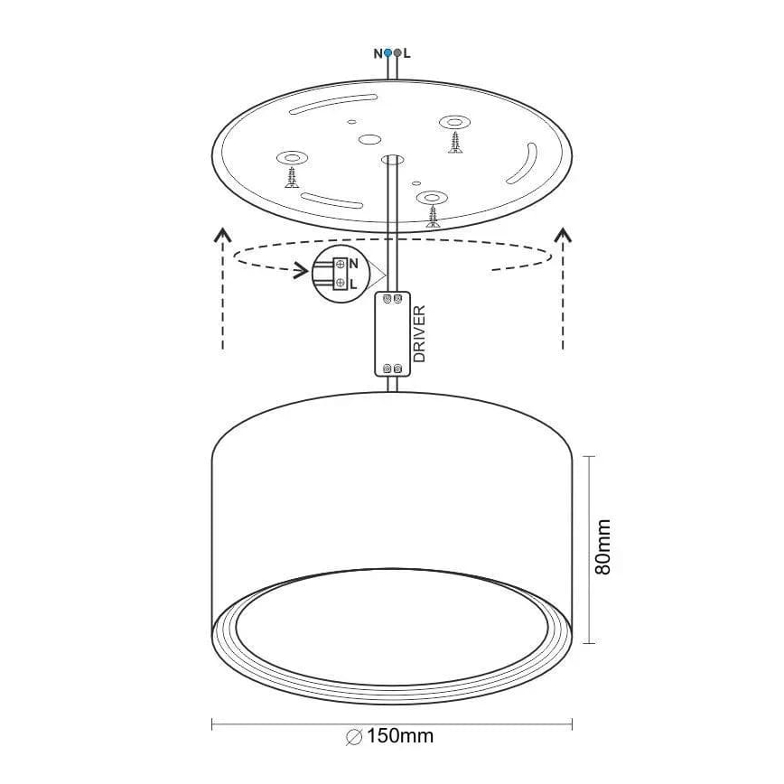 LED-kohdevalaisin LED/17W/230V 4000K halkaisija 15 cm valkoinen