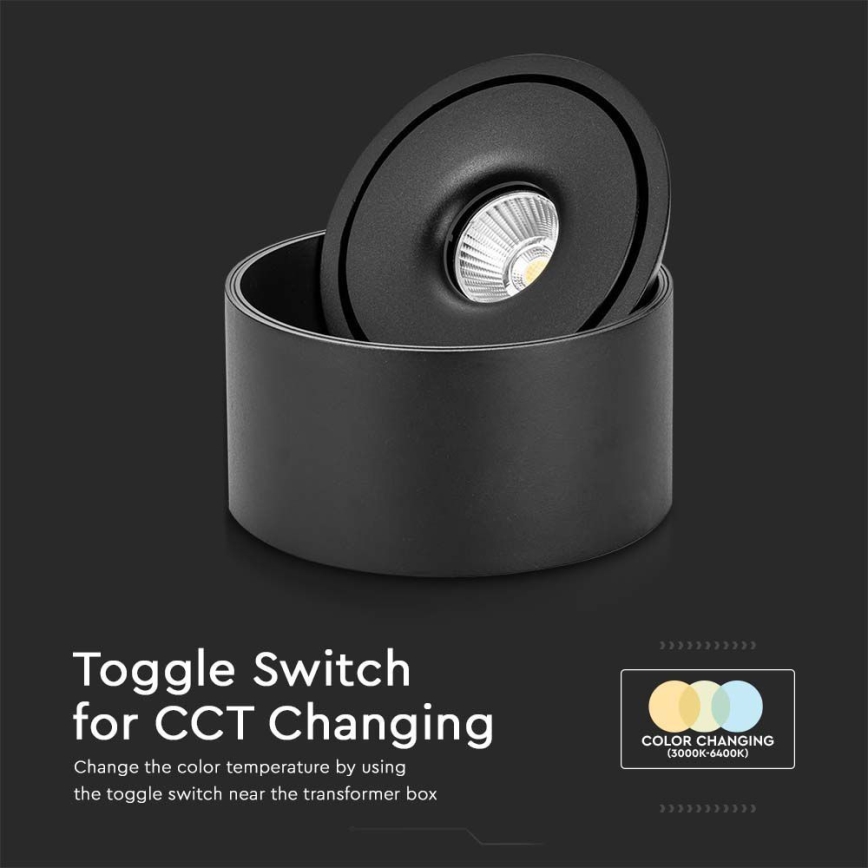 LED Joustava kohdevalo LED/20W/230V 3000/4000/6400K CRI 90 musta