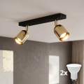 LED-kohdevalaisin TOP 2xGU10/10W/230V musta/kulta