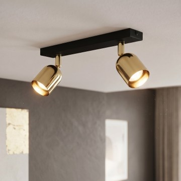 LED-kohdevalaisin TOP 2xGU10/10W/230V musta/kulta