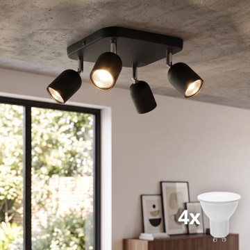 LED-kohdevalaisin TOP 4xGU10/10W/230V musta