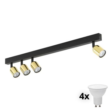 LED-kohdevalaisin TOP 4xGU10/10W/230V musta/kulta