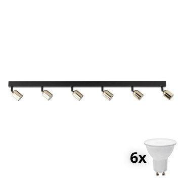LED-kohdevalaisin TOP 6xGU10/10W/230V musta/kultainen