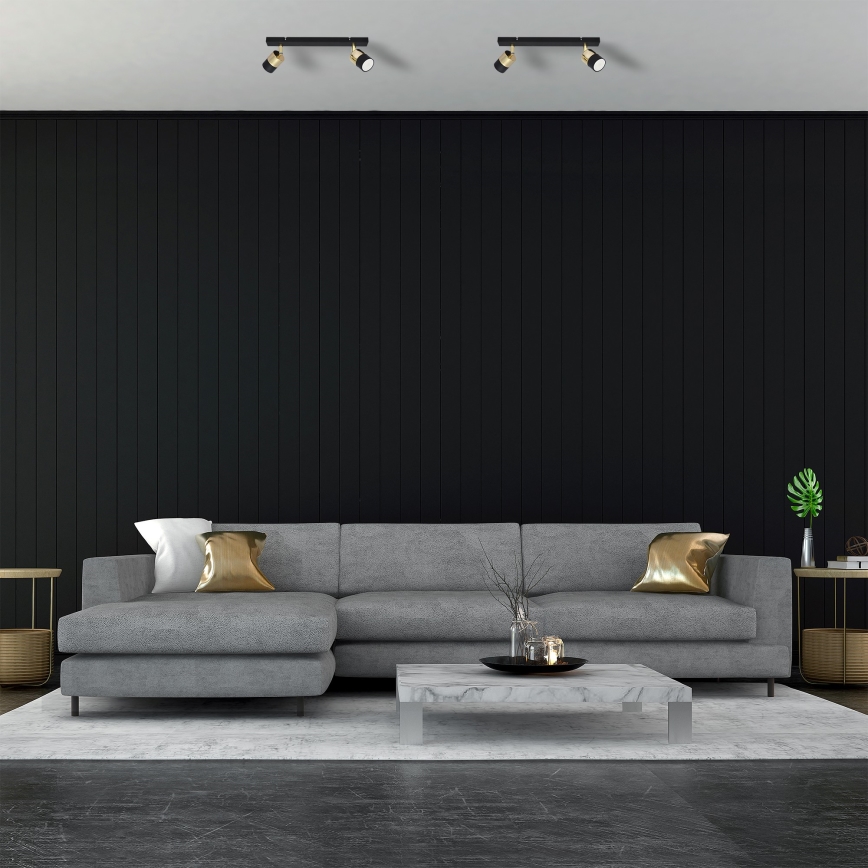 LED-kohdevalaisin TUBSSON 2xGU10/4,8W/230V musta/kulta