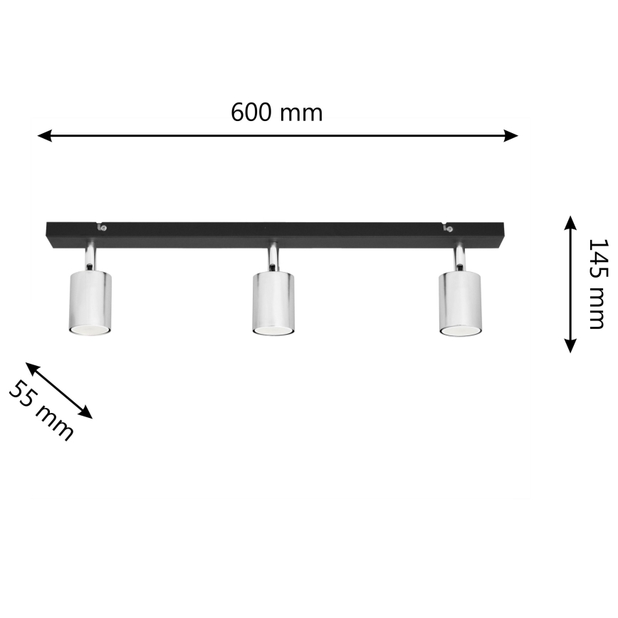 LED-kohdevalaisin TUNE 3xGU10/4,8W/230V mattakromi/musta