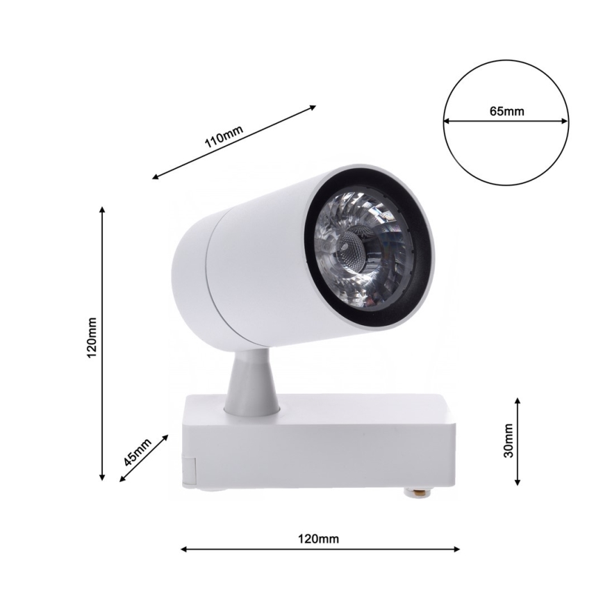 LED-kohdevalo kiskojärjestelmään TRACK LIGHT LED/7W/230V 4000K valkoinen