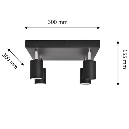 LED-kohdevalo TUNE 4xGU10/4,8W/230V musta