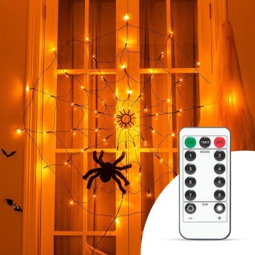 LED Koristeketju HALLOWEEN LED/5V/8 toimintoa hämähäkinverkko + kaukosäädin