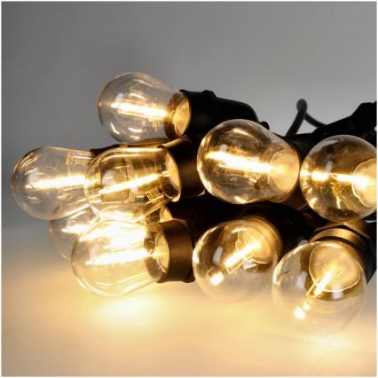 LED koristeketju ulkokäyttöön BAJA ST64 15xE27/1W/230V 15,9m IP44 lämpimänvalkoinen