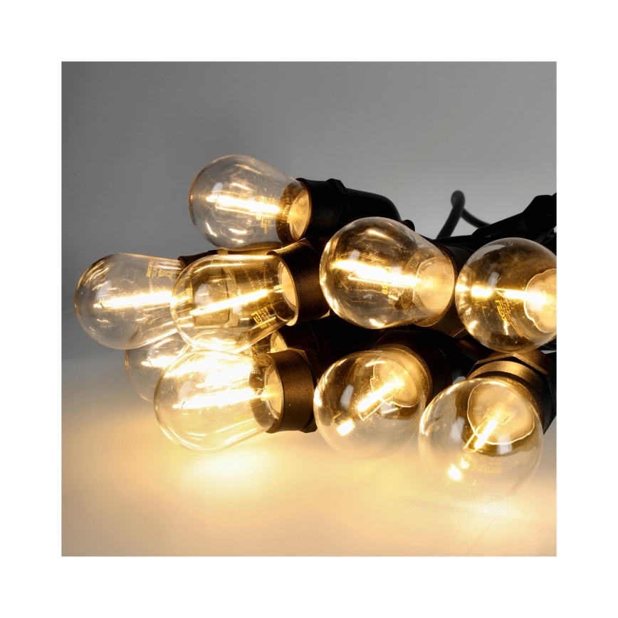 LED koristeketju ulkokäyttöön BAJA ST64 15xE27/1W/230V 15,9m IP44 lämpimänvalkoinen