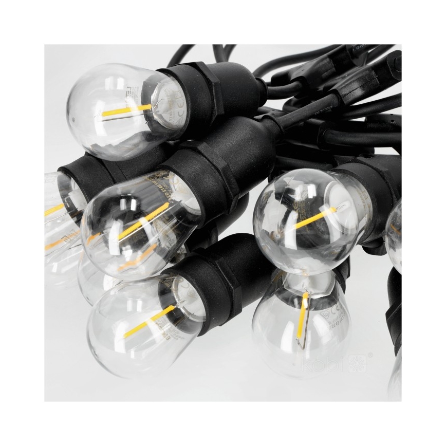 LED koristeketju ulkokäyttöön BAJA ST64 15xE27/1W/230V 15,9m IP44 lämpimänvalkoinen