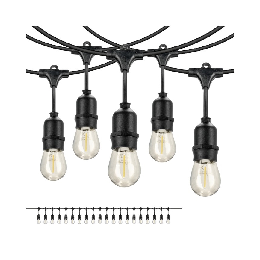 LED koristeketju ulkokäyttöön BAJA ST64 20xE27/1W/230V 10,9m IP44 lämpimänvalkoinen