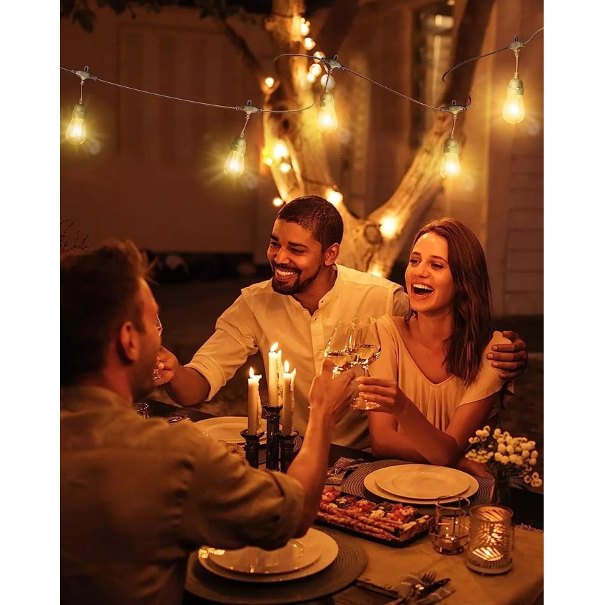 LED koristeketju ulkokäyttöön BAJA ST64 20xE27/1W/230V 10,9m IP44 lämpimänvalkoinen