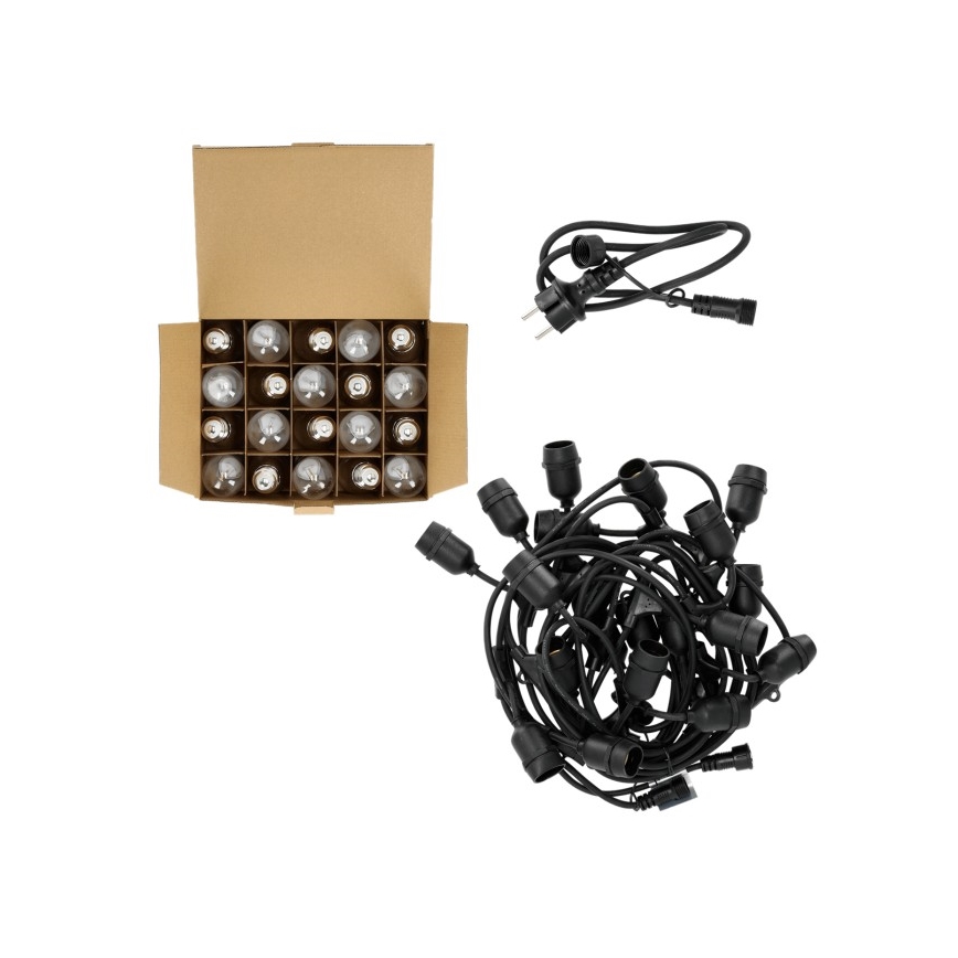 LED koristeketju ulkokäyttöön BAJA ST64 20xE27/1W/230V 10,9m IP44 lämpimänvalkoinen