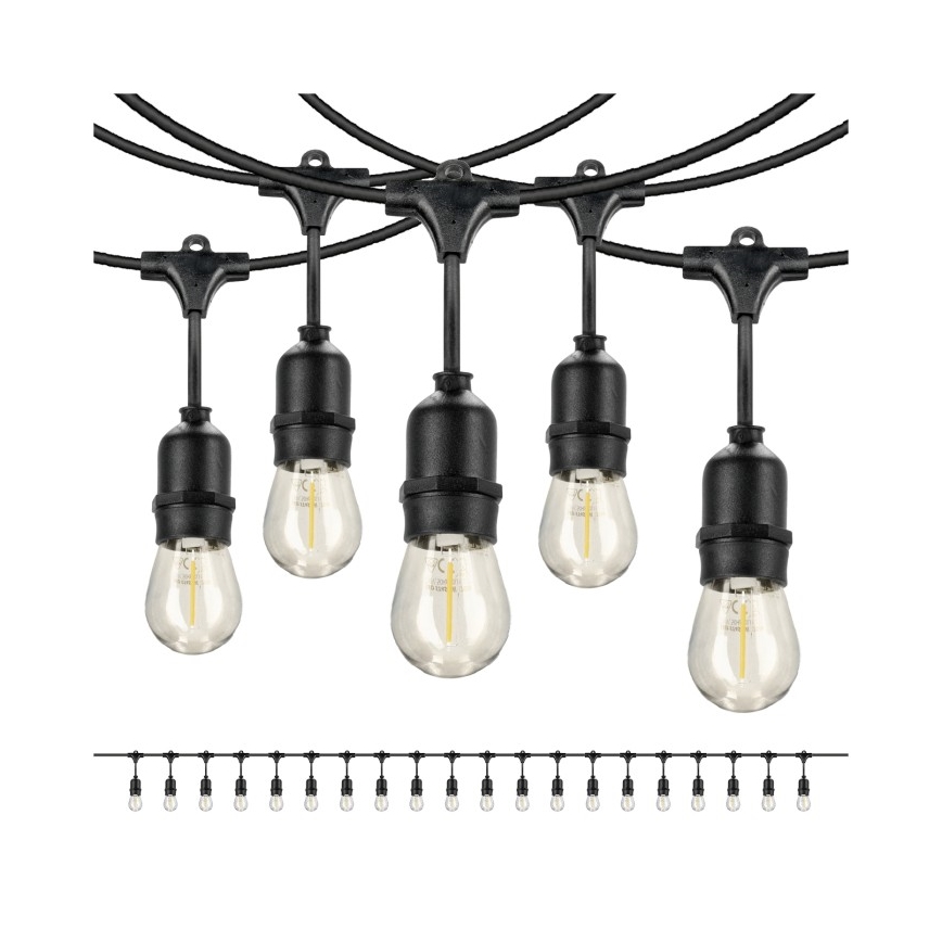 LED koristeketju ulkokäyttöön BAJA ST64 20xE27/1W/230V 20,9m IP44 lämpimänvalkoinen
