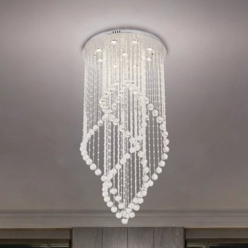 LED-kristallikatto-valaisin NAURU LED/30 W/230 V, Ø 60 cm, kiiltävä kromi + kaukosäädin