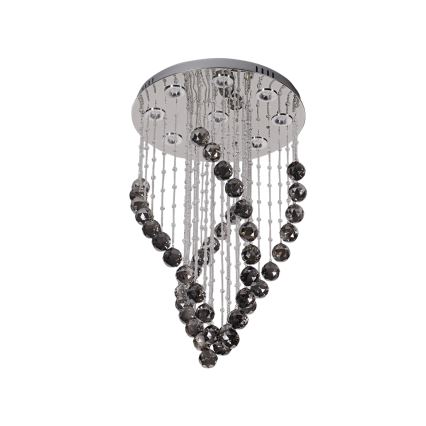 LED-kristallikattovalaisin NAURU, 30 W, 230 V, halkaisija 40 cm, kiiltävä kromi/musta + kaukosäädin