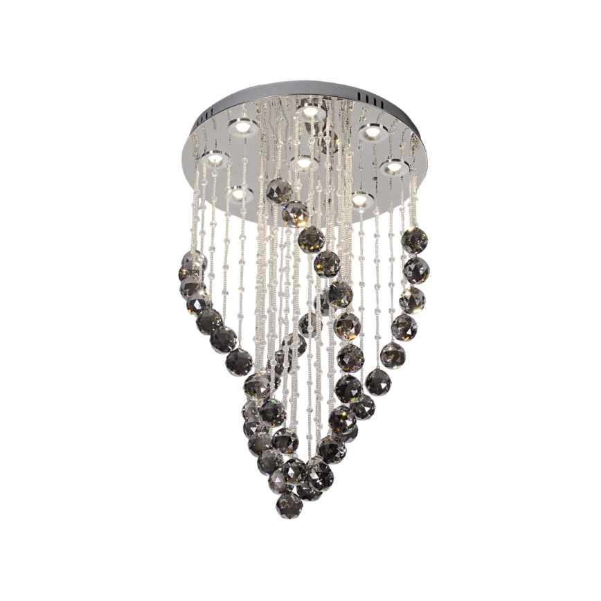 LED-kristallikattovalaisin NAURU, 30 W, 230 V, halkaisija 40 cm, kiiltävä kromi/musta + kaukosäädin