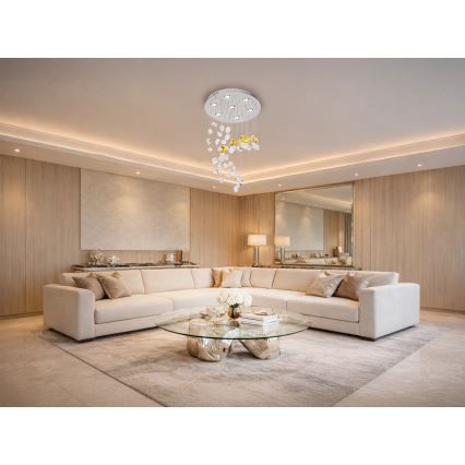 LED-kristallikattovalaisin AVARA LED/24W/230V halkaisija 40 cm, kiiltävä kromi + kaukosäädin