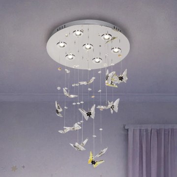 LED-kristallikattovalaisin MURU LED/24W/230V halkaisija 40 cm kiiltävä kromi + kaukosäädin