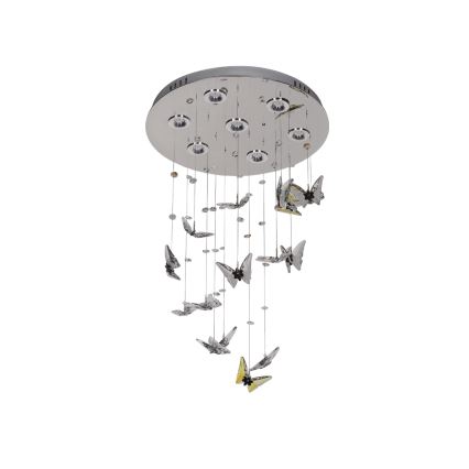 LED-kristallikattovalaisin MURU LED/24W/230V halkaisija 40 cm kiiltävä kromi + kaukosäädin