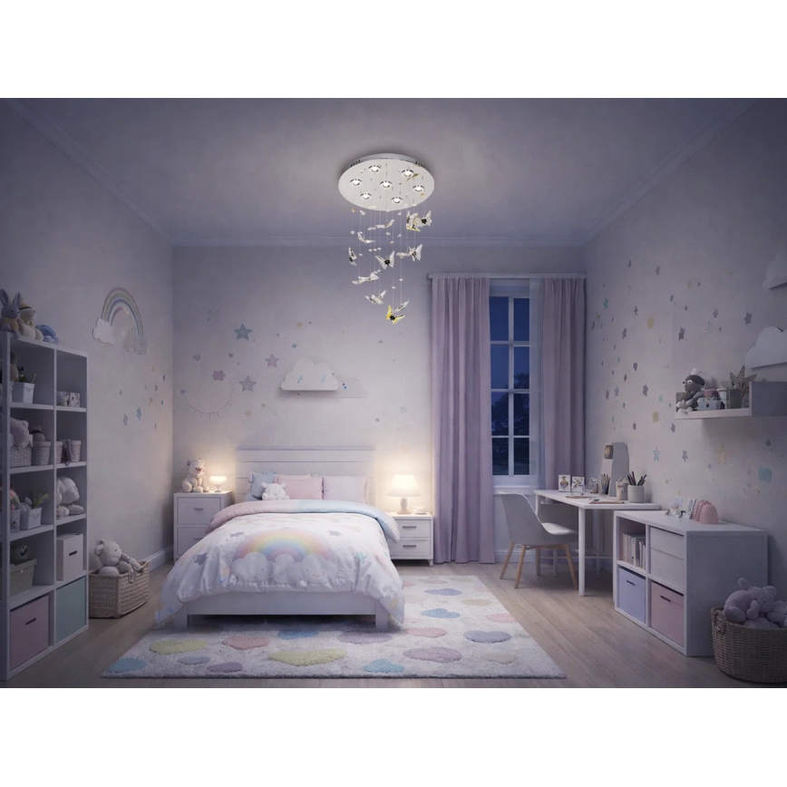 LED-kristallikattovalaisin MURU LED/24W/230V halkaisija 40 cm kiiltävä kromi + kaukosäädin