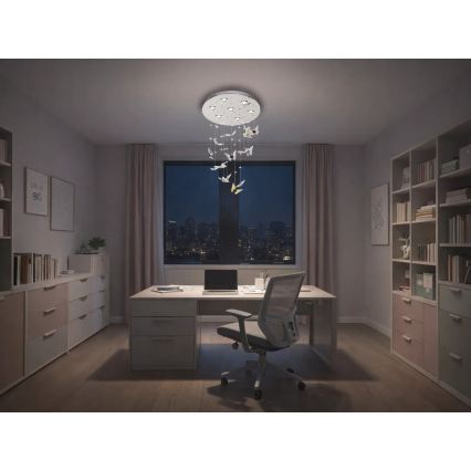 LED-kristallikattovalaisin MURU LED/24W/230V halkaisija 40 cm kiiltävä kromi + kaukosäädin