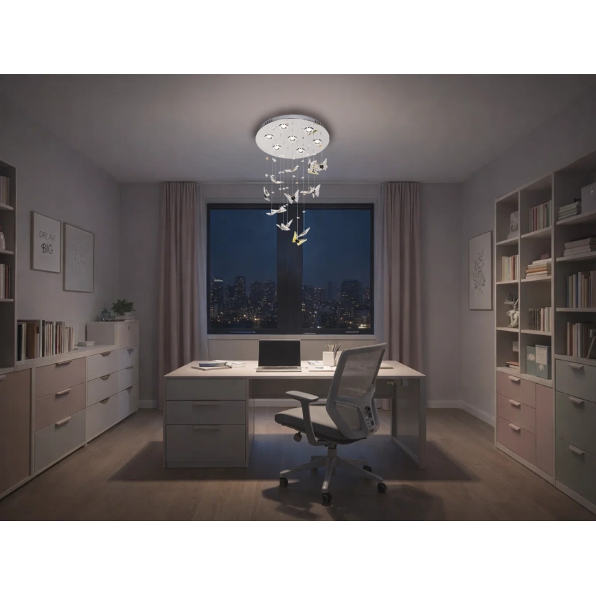 LED-kristallikattovalaisin MURU LED/24W/230V halkaisija 40 cm kiiltävä kromi + kaukosäädin