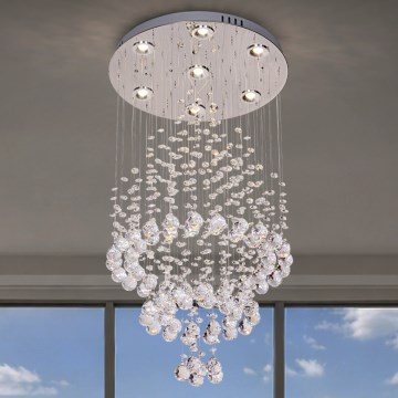 LED-kristallikattovalaisin NAURU LED/24W/230V halkaisija 40 cm kiiltävä kromi + kaukosäädin