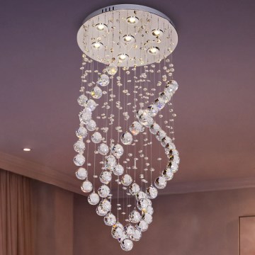 LED-kristallikattovalaisin NAURU LED/24W/230V halkaisija 40 cm kiiltävä kromi + kaukosäädin