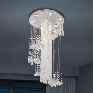 LED-kristallikattovalaisin NAURU LED/24W/230V pr. 45 cm kiiltävä kromi + kaukosäädin