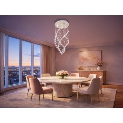 LED-kristallikattovalaisin NAURU LED/24W/230V halkaisija 40 cm kiiltävä kromi + kaukosäädin