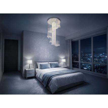 LED-kristallikattovalaisin NAURU LED/24W/230V pr. 45 cm kiiltävä kromi + kaukosäädin