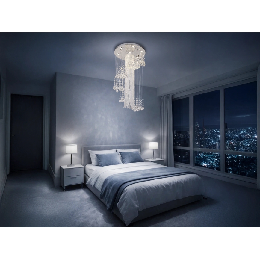 LED-kristallikattovalaisin NAURU LED/24W/230V pr. 45 cm kiiltävä kromi + kaukosäädin