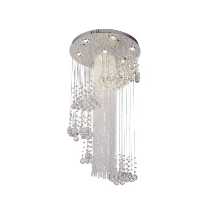 LED-kristallikattovalaisin NAURU LED/24W/230V pr. 45 cm kiiltävä kromi + kaukosäädin