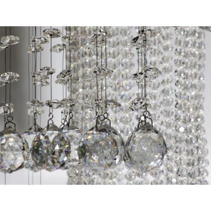 LED-kristallikattovalaisin NAURU LED/24W/230V pr. 45 cm kiiltävä kromi + kaukosäädin